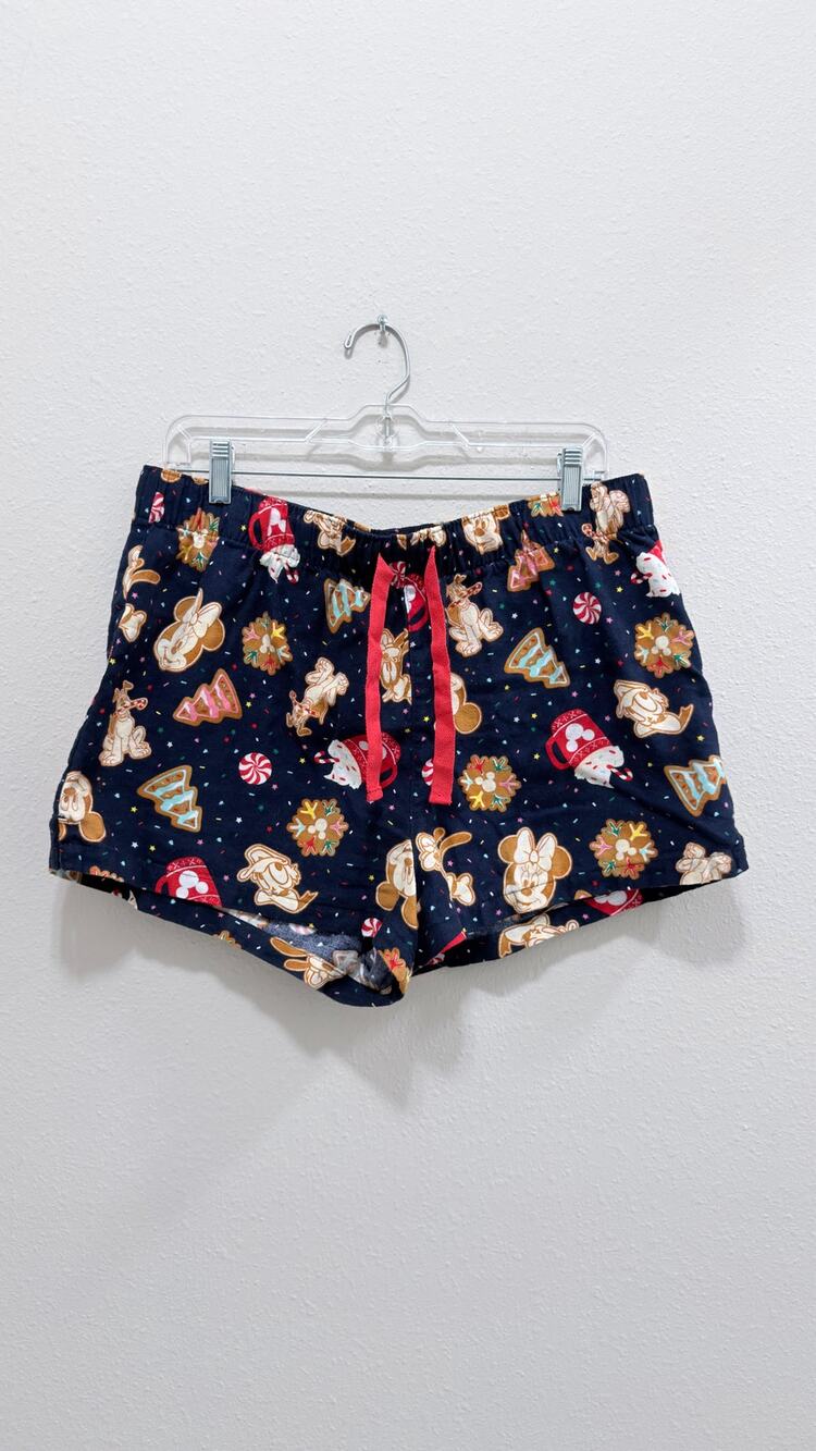 Old Navy x Disney Holiday Cookies Flannel Boxer Shorts – Women's Large NWT